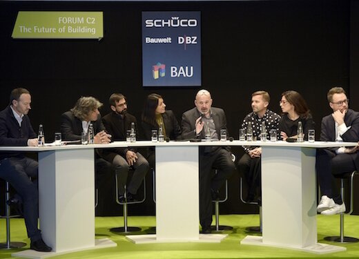 Conference panel Archi-World Academy III on Wednesday 18 January, from left : Mr Ronald Kern (Moderator), Mr Rudy Ricciotti, Mr Francesco Isidori, Mrs Cathrin Krumrey, Mr Mauro Poponcini, Mr Teemu Kurkela, Mrs Ekin C. Turhan, Mr Viggo Haremst 