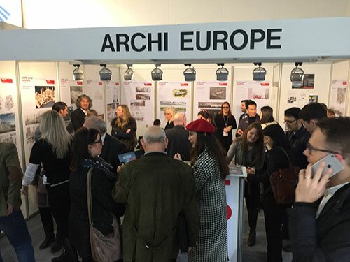 Archi-Europe booth welcoming all winning students and jury members