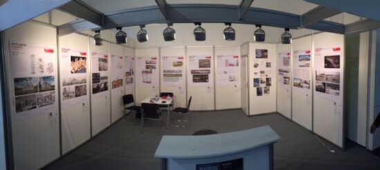 The Archi-Europe booth decorated with the winning projects